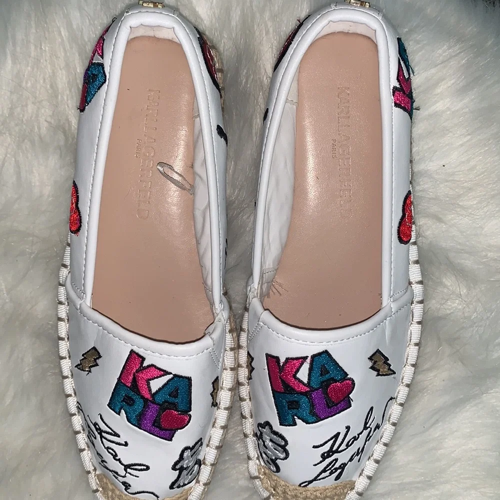 NWT KARL LAGERFELD EMBROIDERED SLIP ON SHOES HAND CRAFTED SIZE 5.5 - Picture 15 of 16